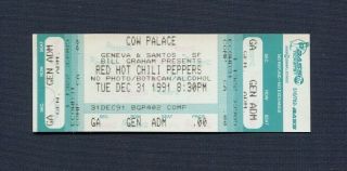 1991 Red Hot Chili Peppers Nirvana Pearl Jam Concert Ticket Cobain Sf Ca