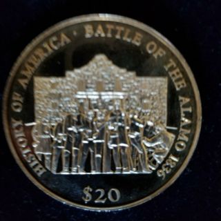 Liberian $20 Coin.  History Of America Battle Of The Alamo