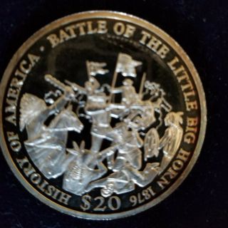 Liberian $20 Coin.  History Of America Battle Of The Little Big Horn