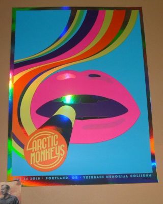 Arctic Monkeys Dan Stiles Portland Rainbow Foil Variant Poster Print Signed 2018