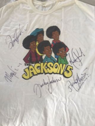 Jackson 5 Extremely Rare Vintage T - Shirt Signed Autographs The Jackson 5 1970s
