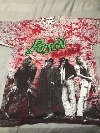 Poison Flesh & Blood Tour Shirt Vintage 1990 - 91 Rare Large