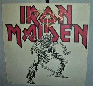 Iron Maiden Piece Of Mind Promo Flat 1983 Signed By Derek Riggs Cool