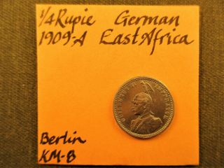 German East Africa – 1909 - A 1/4 Rupie Silver - Km - 8 Berlin