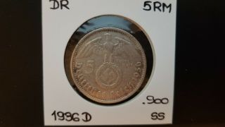 5 Reichsmark 1936 D - Iii.  Reich - Silver - Vf