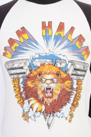 Vintage 80s Van Halen Rock Tour Concert T - Shirt Raglan Usa Mens Size Medium