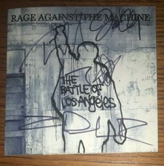 Rage Against The Machine (4) Signed Cd Battle For Los Angeles Zach Tom Tim Brad
