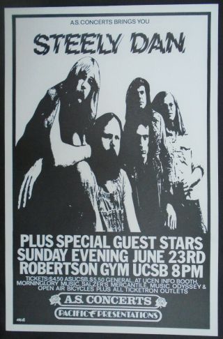 Concert Poster_steely Dan_6 - 23 - 1974_u C Santa Barbara_robertson Gym_nm