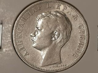 Serbia Silver 2 Dinara Alexander I 1897,