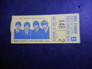Dfgh Beatles Shea Stadium Concert Ticket Stub - Sun,  Aug.  15,  1965 Nyc