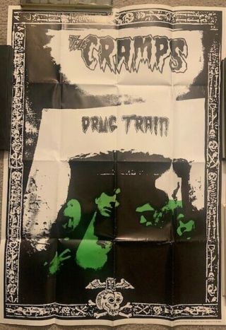The Cramps 1990 " Drug Train " Large Promo Poster (folded)