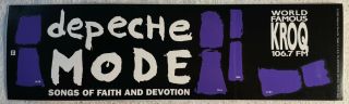 Kroq Depeche Mode Sticker Song Of Faith And Devotion 1990 Rare