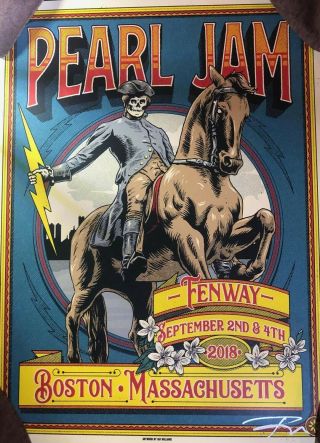 Pearl Jam Poster Boston Fenway 2018 Ian Williams S/n Artist Print Ap /300