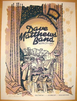 2009 Dave Matthews Band Acl Burwell Austin City Limits Concert Poster 8/10 Mnt