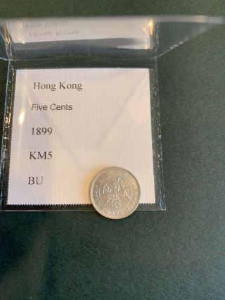 Hong Kong 5 Cents 1899 Unc