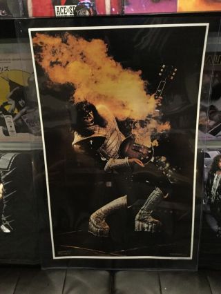 Ace Frehley Kiss Alive Ii Smoking Guitar Lithograph Poster Aucoin