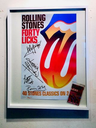 Rolling Stones 40 Licks Signed Promo Poster Framed W/pass,  And Pass