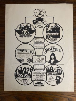 Comiskey Park 1978 Poster Aerosmith Trick Eagles Foreigner 18x14
