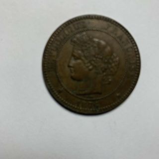 1876 A France 10 Centimes CÉrÈs RÉpublique FranÇaise Coin