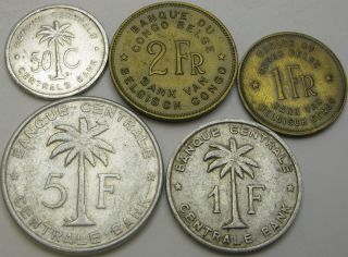 Belgian Congo & Ruanda - Urundi 50 Centimes,  1,  2,  5 Francs 1946/1955/1958 - 254 ¤