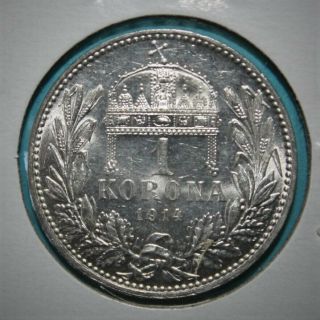 Hungary 1 Korona 1914 - Kb Brilliant Uncirculated Silver Coin - Fji Flawless