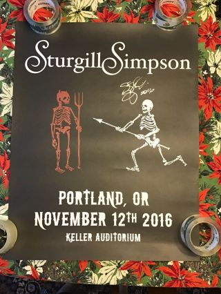 Sturgill Simpson Signed 2016 Portland Oregon Poster 28 X 22