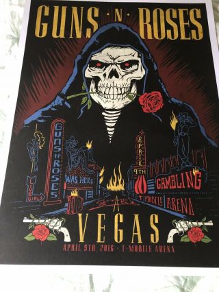 Guns N Roses 2016 Concert Poster Las Vegas T - Mobile Arena 354 Out Of 1000
