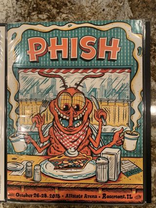 Phish Poster 2018 Allstate Rosemont Il Phil Guy Burrito Breath Green Not Pollock
