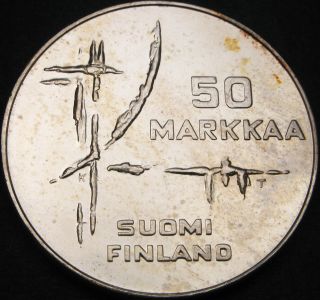 Finland 50 Markkaa 1982 - Silver - World Ice Hockey Championship - Aunc - 3592 ¤