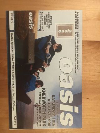 Oasis Knebworth Ticket And Souvenir Ticket Holder