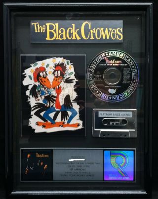 Black Crowes Shake Your Money Maker 1990 Riaa Platinum Cd Cassette Award Plaque