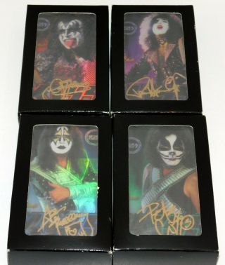 Kiss Band 24kt Gold Signature Card Set W/ Stand Authentic Images 1999