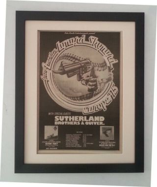 Lynyrd Skynyrd 1975 European Tour Rare Poster Ad Framed Fast World Ship
