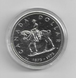 Canada One Dollar 1973 Silver.  500 " Mountie "