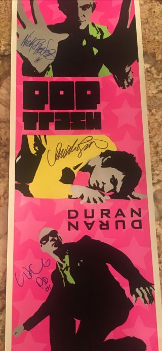 Duran Duran Signed Poster Pop Trash And 2001 Backstage Pass