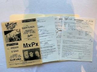 Mxpx Concert Contract Signed Punk 1998 Pittsburgh