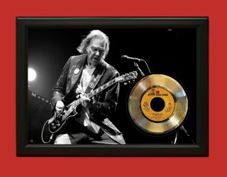 Neil Young Poster Art Wood Framed 45 Gold Record Display C3