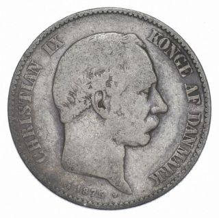 Silver - World Coin - 1875 Denmark 2 Kroner - World Silver Coin 061