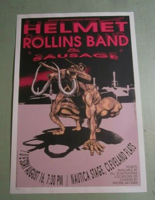 Helmet / Rollins Band 1994 Screen Print Poster Signed Derek Hess,  Numbered