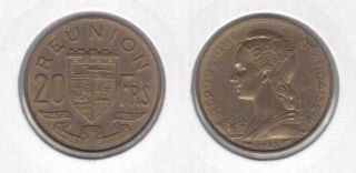 Reunion – 20 Franc Au Coin 1955 Year Km 11
