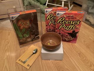 Travis Scott Reeses Puffs Cereal,  Bowl,  And Spoon,  Full Set