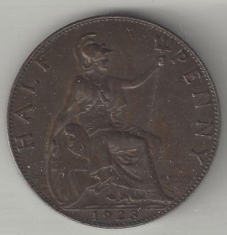 Great Britain,  1923,  1/2 Penny,  Bronze,  Km 809,  Xf - Au