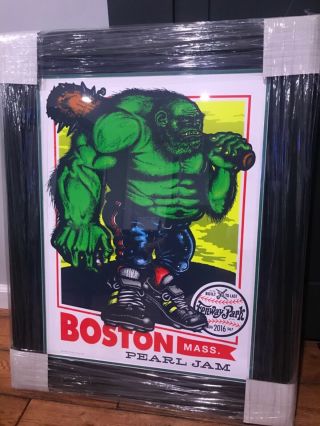 Pearl Jam Boston Fenway Park 2016 August Ames Bros Green Monster Framed Poster