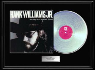 Hank Williams Jr.  Whiskey Bent & Hell Bound White Gold Silver Metalized Record