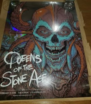 Queens Of The Stone Age Foil Poster 2/17/18 La The Forum /50 Nc Winters Soldout