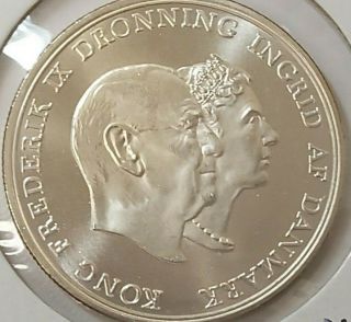 1960 (h) C; S Denmark 5 Kroner Km 852 Silver Proof Coin
