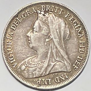1901 Great Britain 1 Shilling " Queen Victoria Grade.  925 Silver