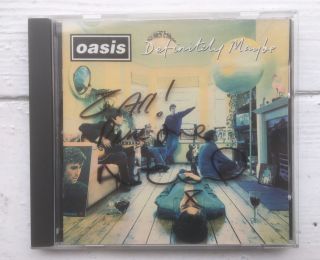 Oasis Definitely Maybe Cd Hand Signed By Noel Gallagher 2 All Peace Love