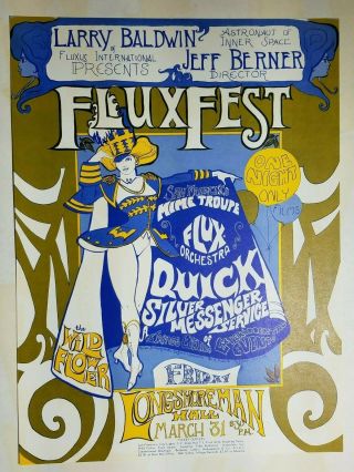 Quicksilver Wildflower Flux Longshoreman Hall 3 - 31 - 69 Concert Poster Msc - Lsh
