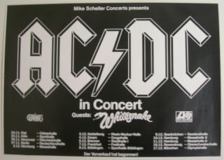 Ac/dc Concert Tour Poster 1980 Back In Black Angus Young